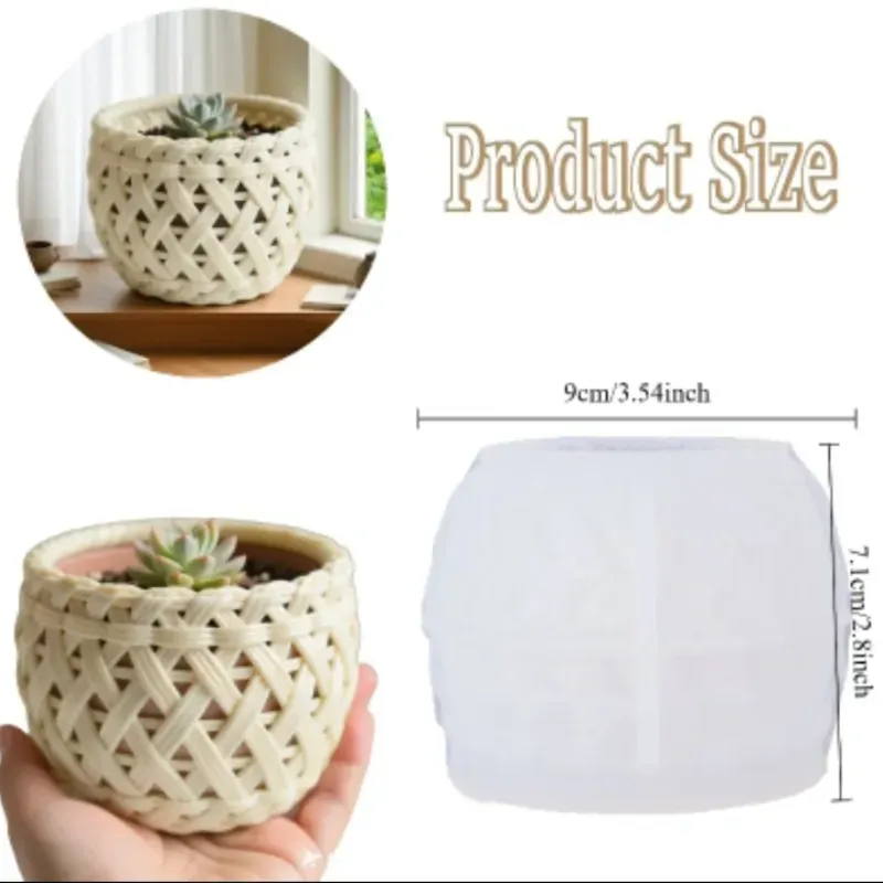 Maceta de yeso Cesta tejida. 