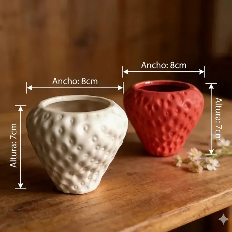 Maceta estilo Fresa. Para plantas artificiales o para velas (no incluidas)