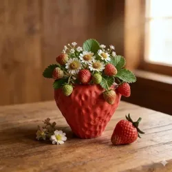 Maceta estilo Fresa. Para plantas artificiales o para velas (no incluidas)