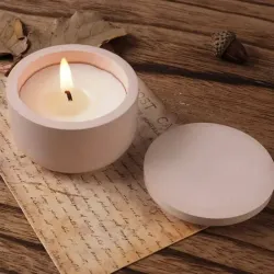 Maceta redonda con tapa. Para plantas artificiales o para velas (noincluidas)