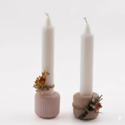 Macetas cilíndricas pequeñas. Con diseño liso o a rayas. Para plantas artificiales o para velas (no incluidas) Set de dos piezas