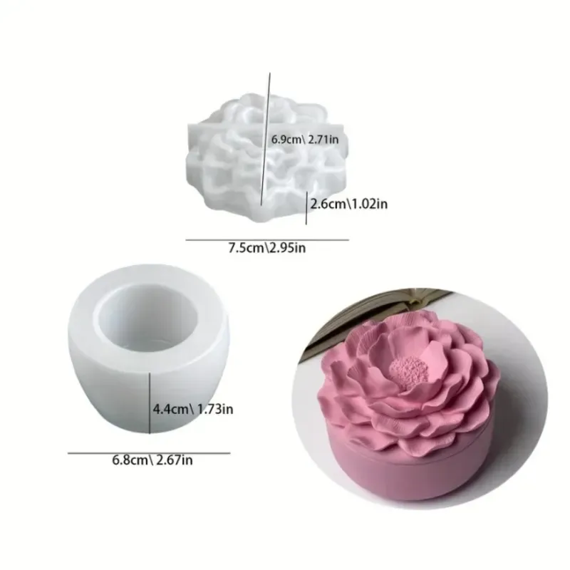 Porta velas o joyero de yeso con tapa de Camelia