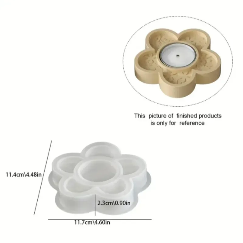 Portavelas de yeso con diseño de flor. No incluye vela.