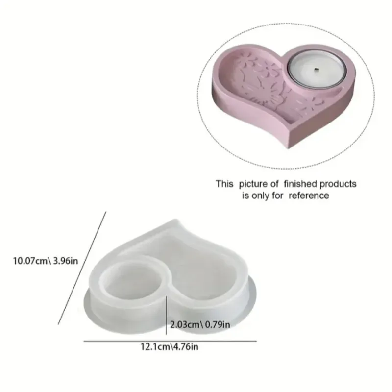 Portavelas de yeso con forma de cor corazón. No incluye vela