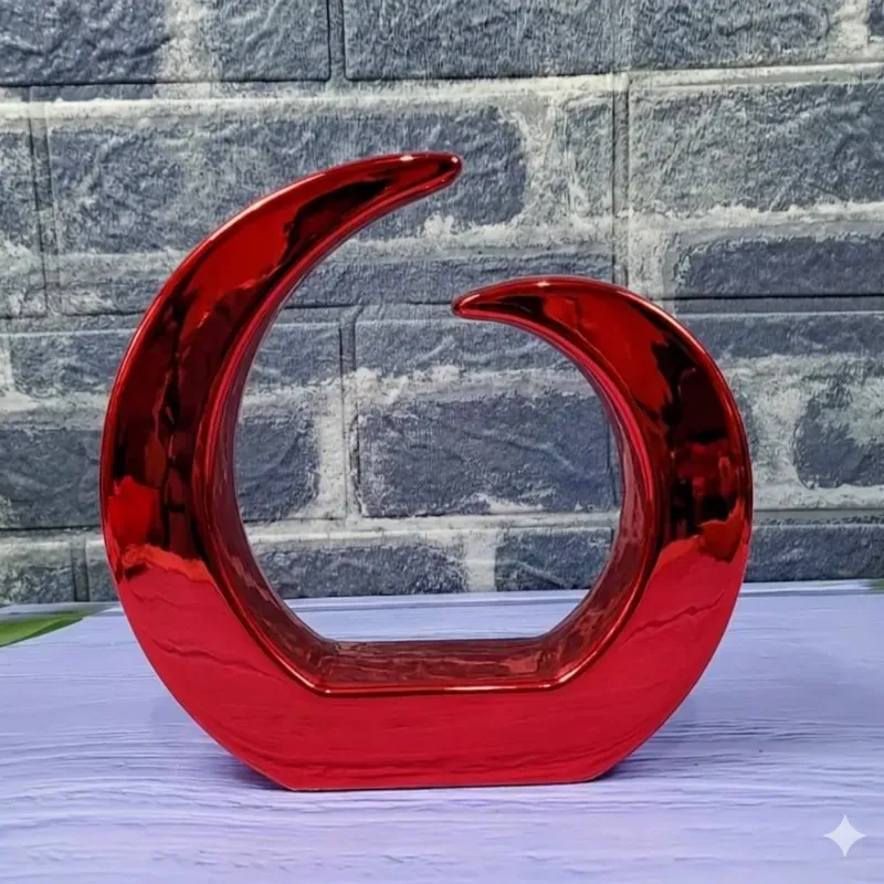 Portavelas geométrico/Figura decorativa de yeso. No incluye vela.