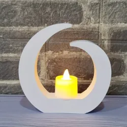 Portavelas geométrico/Figura decorativa de yeso. No incluye vela.
