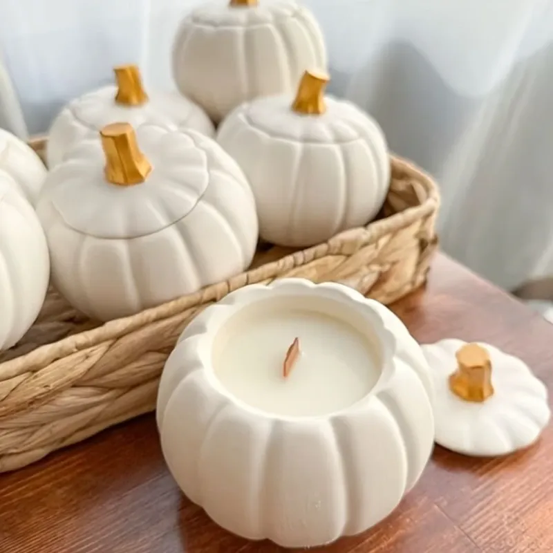 Portavelas o joyero con forma de calabaza 