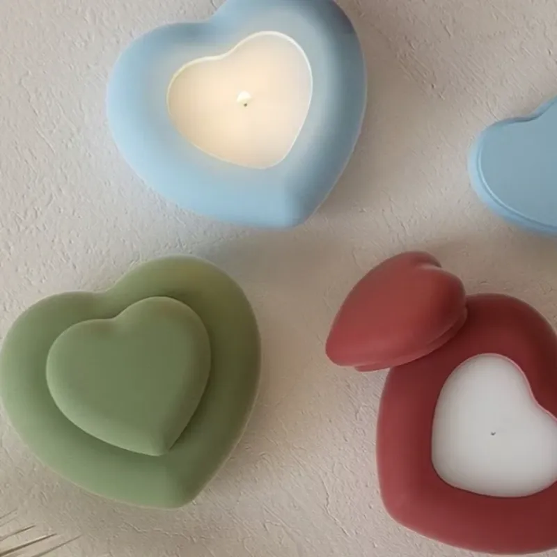 Portavelas o joyero de yeso con forma de corazón