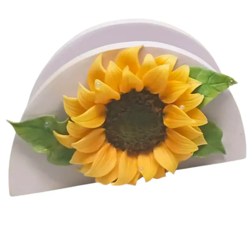 Servilletero de pvc decorado con girasol de porcelana fría 