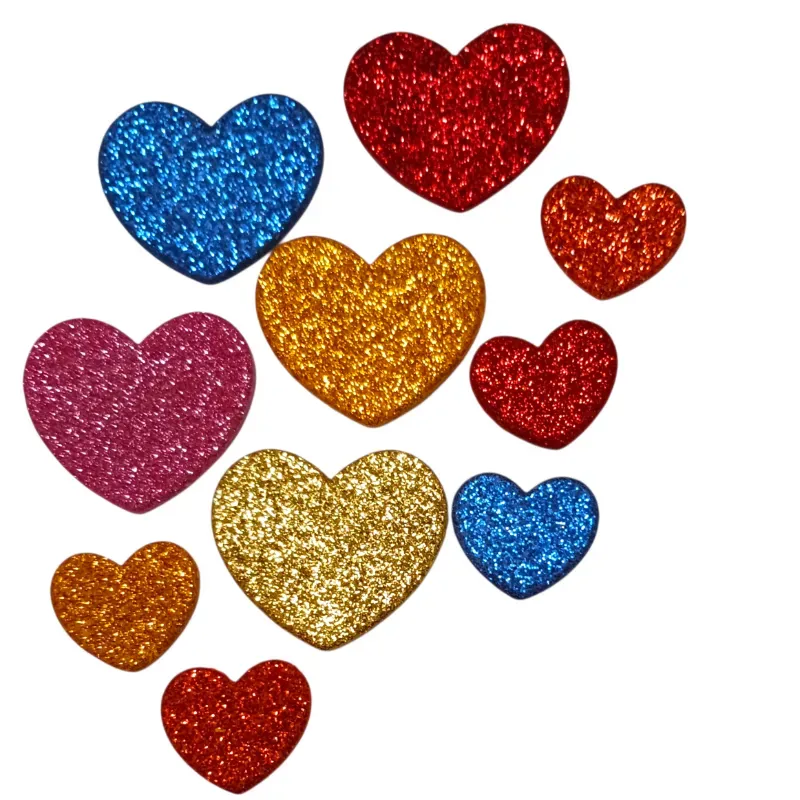 Set de 10 corazones de foamy escarchado 