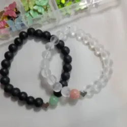Pulseras de piedra onix y cuentas de cristal con cuentas fluorescentes