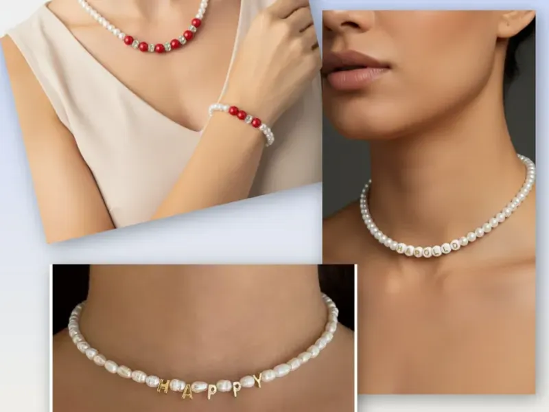 Collar y pulso de perlas 