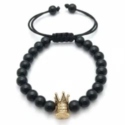 Pulsera de onix con corona del Rey