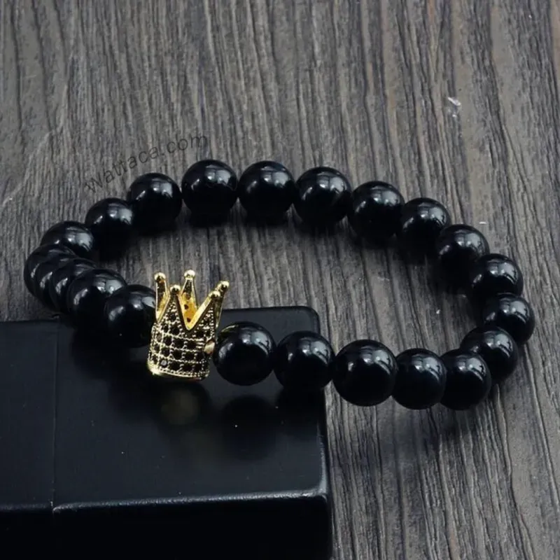 Pulso de Onix negro con corona 