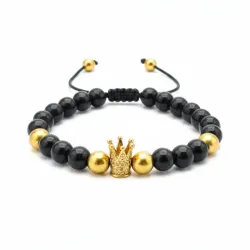 Pulso de piedras naturales Onix con corona 