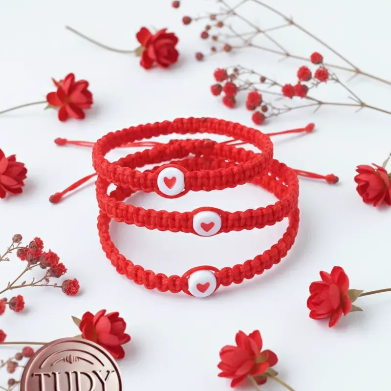 Pulsos rojos tejidos 