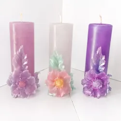 Velón con flor de colores 