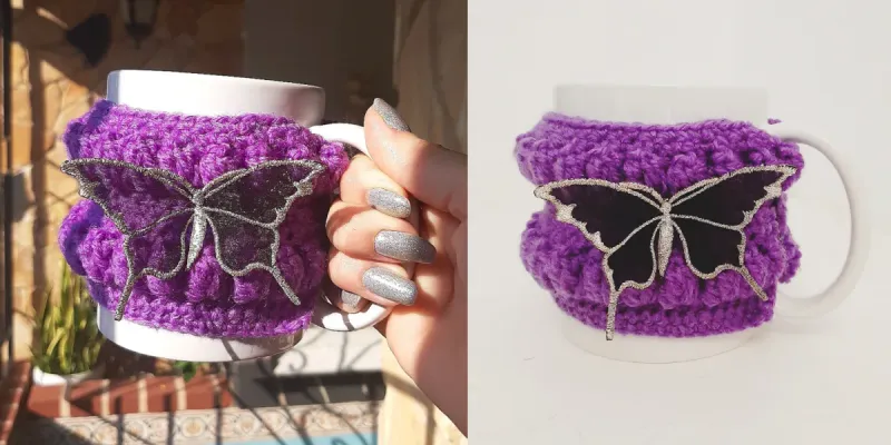 Funda para taza a crochet 