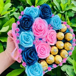 Corazón con rosas y bombones 