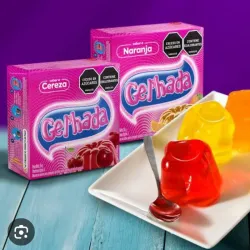 Gelatina  sabores fresa naranja uva piña 
