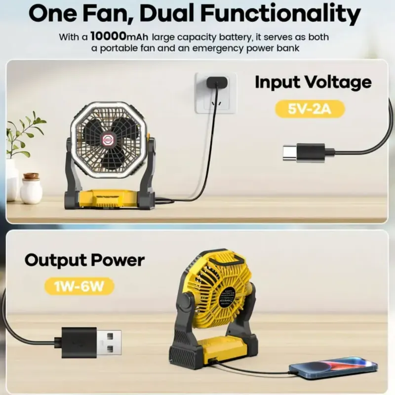 Ventilador portátil  Amarillo 20000Mha