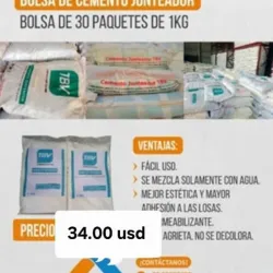 CEMENTO REJUNTEADOR TBV DE COLOR BLANCO (CONTIENE 30 PAQUETES DE 1 KG)
