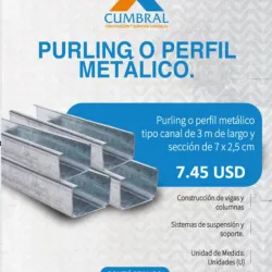 PERFIL METÁLICO DE 3 MTS