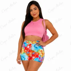 Conjunto de shorts de flores y top a juego
