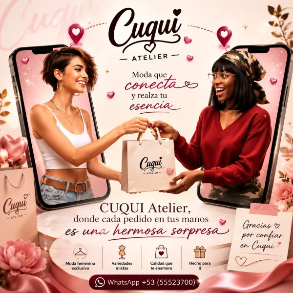 Bienvenida a Cuqui Atelier ✨ Moda femenina con envío a domicilio o recogida en local. 🛍️
ANTES DE COMPRAR, LEE ESTO 💖
• Tallas: Mayormente Unitalla TODO (tela Acanalada/ Algodón y espagueti). Consúltame si tienes dudas.
• Entrega: Elige entre mensajería (costo según municipio) o recogida en local (sin probador, solo para retirar tu pedido PREVIAMENTE separado).
• Stock: LO DISPONIBLE No hacemos encargos. Trabajamos con catálogo actualizado semanalmente con mucha variedad para que escojas
• Pago: Efectivo en CUP, USD o EUR (según tasa del día).
• Conjuntos: No se venden por separado pero sí tenemos piezas sueltas en venta.
• Plazos: Pedidos con 1 día de antelación (o mismo día si es posible). No guardamos mercancía sin pedido NI ENTREGAMOS sin comunicar con el cliente
🔍 ¡REVISA ANTES DE PAGAR!
Al recibir tu pedido, verifica cada prenda. Una vez pagado, no hay devoluciones ni cambios.
· Domicilio: Disponible
· Recogida en local: Disponible con previa coordinación (solo retiro, sin probador)
¡Gracias por elegir Cuqui Atelier! 💕