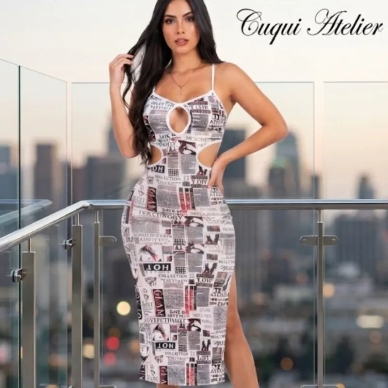 Vestido estampado de letras