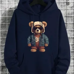 Abrigo con capucha azul marino