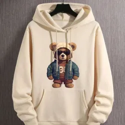 Abrigo con capucha beich estampado d oso