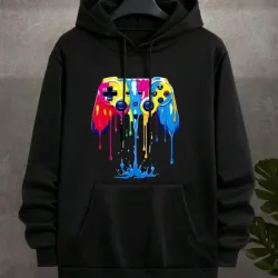 Abrigo con capucha negro dibujo d mando