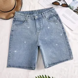 💙 Bermuda de mezclilla con brillos — Azul