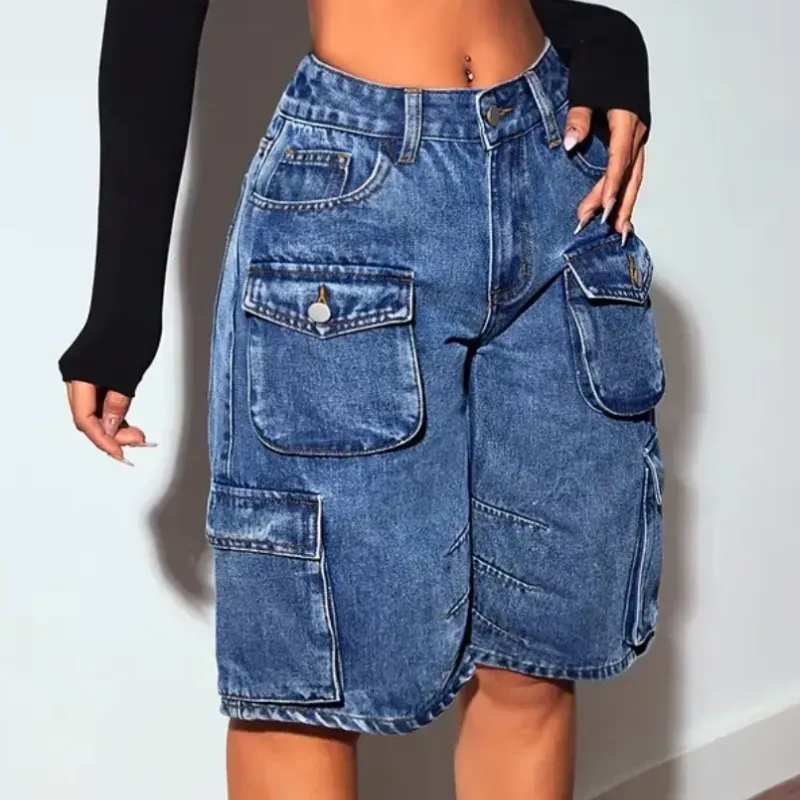 💙 Bermudas Cargo de mezclilla — Azul