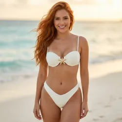 🤍 Bikini con estrella dorada — Blanco