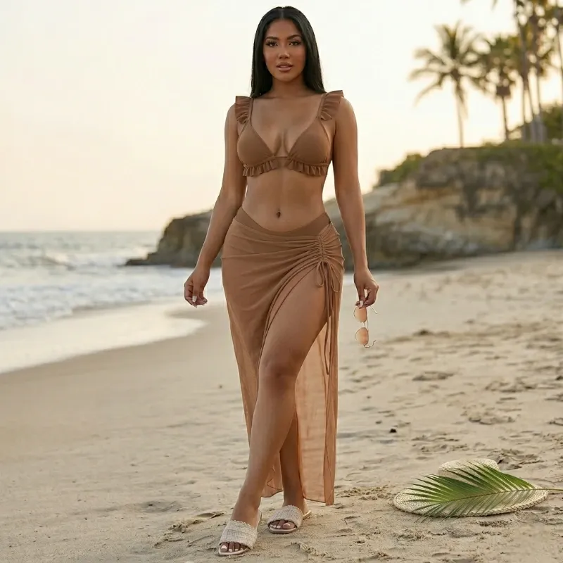 🤎 Bikini con falda larga — Carmelita