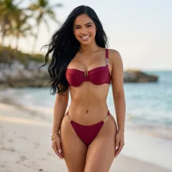 ❤️ Bikini con cadenas — Burdeos