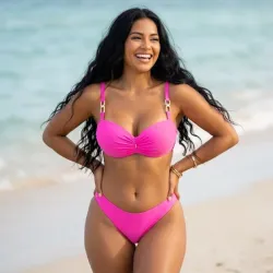 🩷 Bikini con cadenas — Rosado
