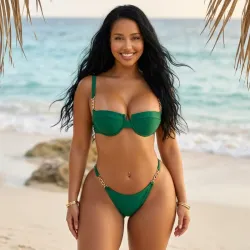 💚 Bikini con cadenas — Verde