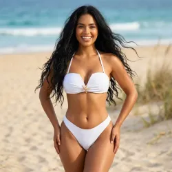 🤍 Bikini con estrella dorada — Blanco