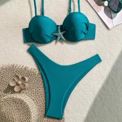 💚 Bikini con estrella metálica — Verde 