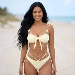 🤎 Bikini con flores — Albaricoque