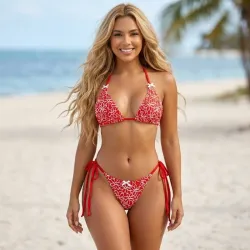 ❤️ Bikini con flores — Rojo