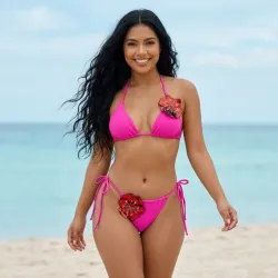 🩷 Bikini con flores — Rosado