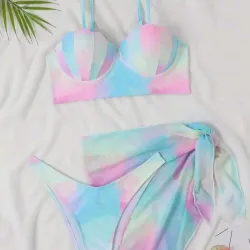 Bikini de aro push-up multicolor con pañuelo