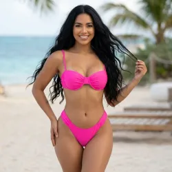 🩷 Bikini con fruncido — Rosado