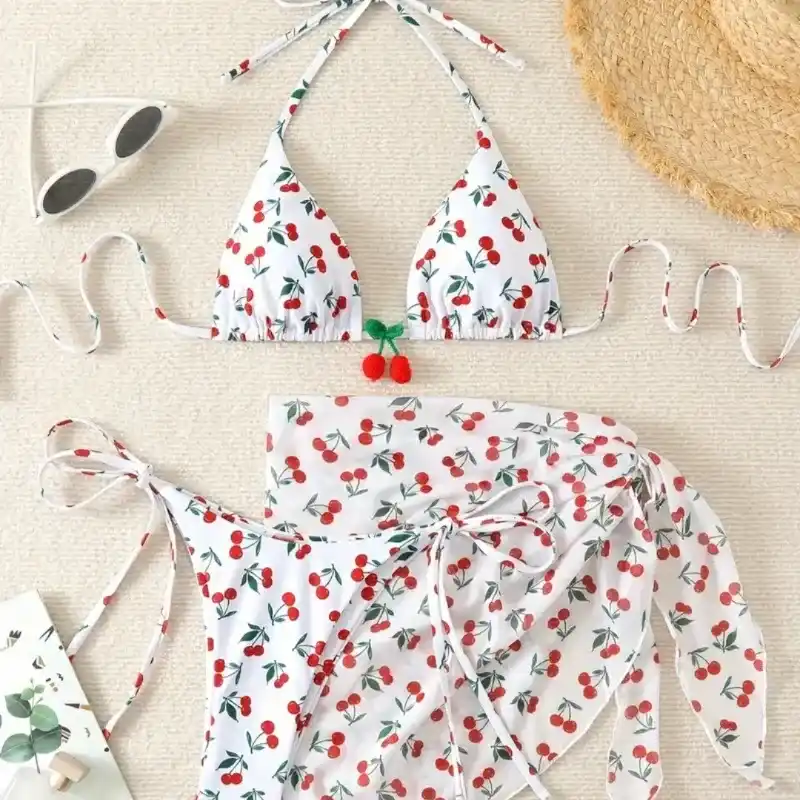 Bikini estampado de cerezas 
