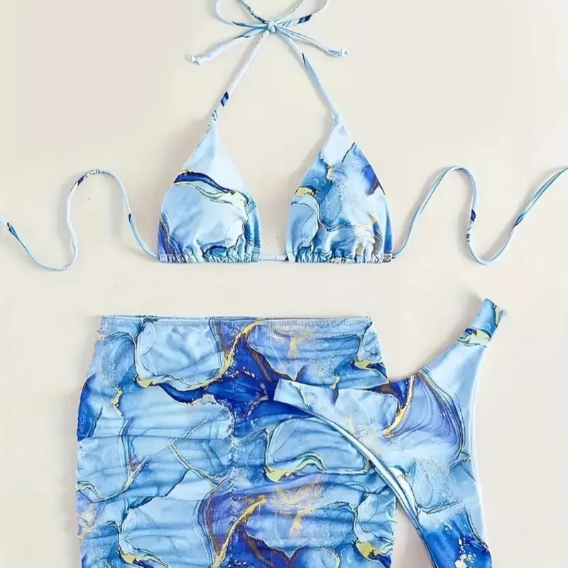Bikini marmoleado azul
