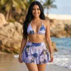 💜 Bikini con falda — Morado 